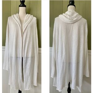 New Elieen Fisher 100% Linen Long Hooded Cardigan